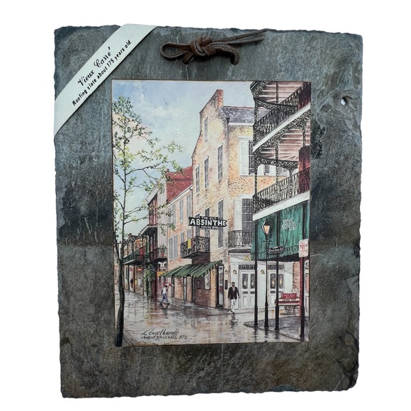 Vintage Art Historic New Orleans Bourbon Street Roofing Slate Wall
